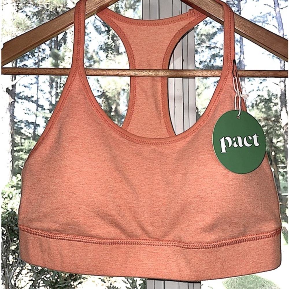 NWT PACT Organic Cotton Women’s Tangerine Heather Modern Racerback Bra XS